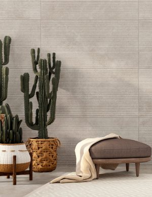 Oasi Desert textured porcelain wall tile in a contemporary interior