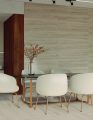 Palatinum Bone porcelain tile installed on dining room floors and walls